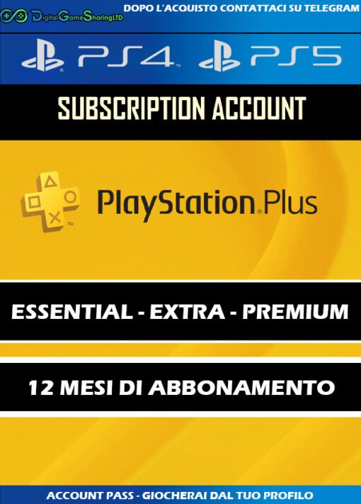 Abbonamento PlayStation Plus Essential - Extra - Premium 12 Mesi Account PS4-PS5 [NO CODICE]